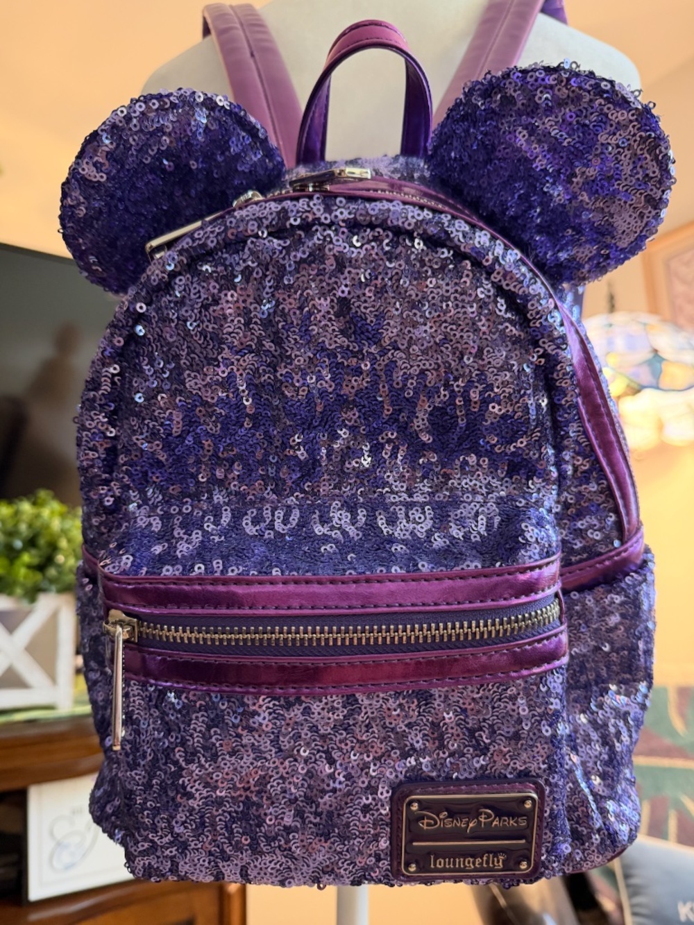 Disney Parks Loungefly Purple Potion Sequin Mini Backpack